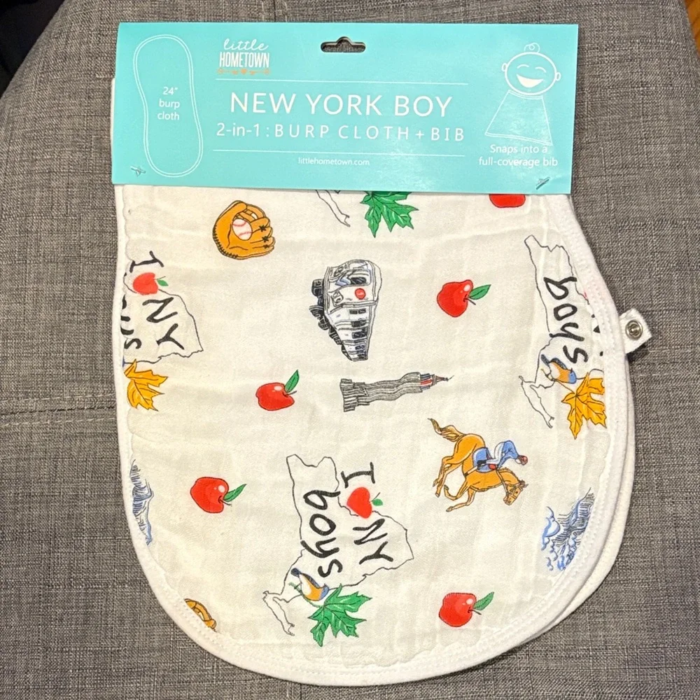 New York Boy Bib 2 in 1 Burp Cloth + Bib - 24